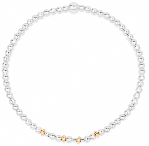 Morse Code Silver + Gold Bead Bracelet