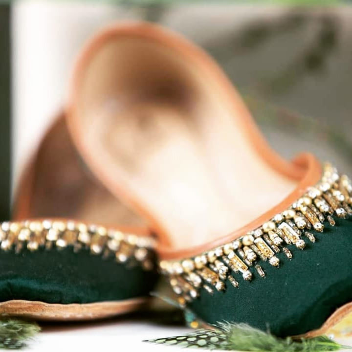 Sacramento Green - Handmade Green Wedding Flat Shoes Women Ballet Flats Khussa Juti Bridal Shoes Mojari Indian Juttis St Patrick's shoes