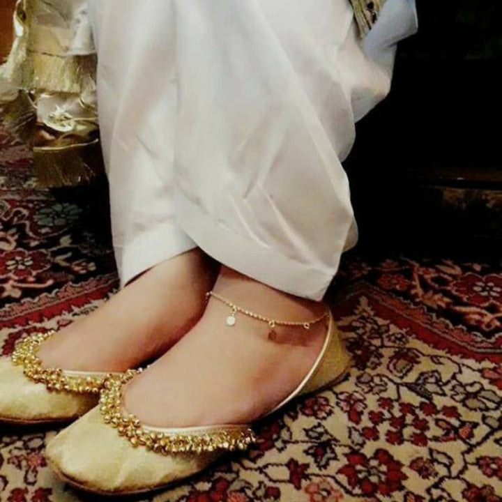 Ghungroo Grace - White Ballet Flat with Indian Embellishement Ghungroo Indian flats White Mojari White Juti White Khussa