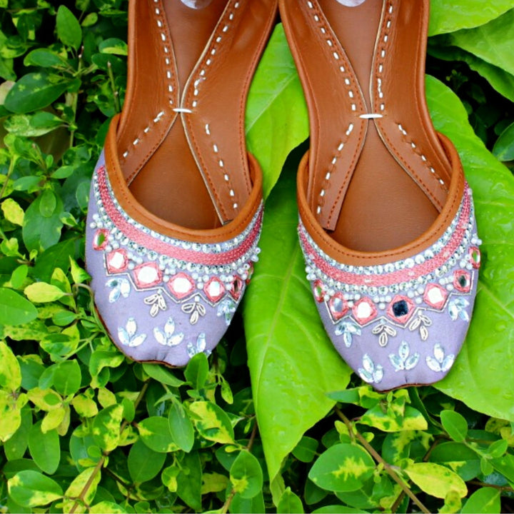 Mystical Mauve - Mauve Embellished Ballet Flat Shoes Mauve Jutis Mauve Mojari Mauve Khussa