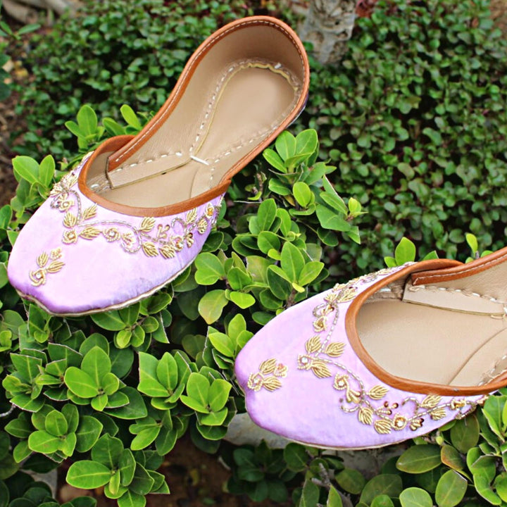 Dreamy Lilac - Lilac Embellished Ballet Flat Shoes Lilac Jutis Lilac Mojari Lilac Khussa