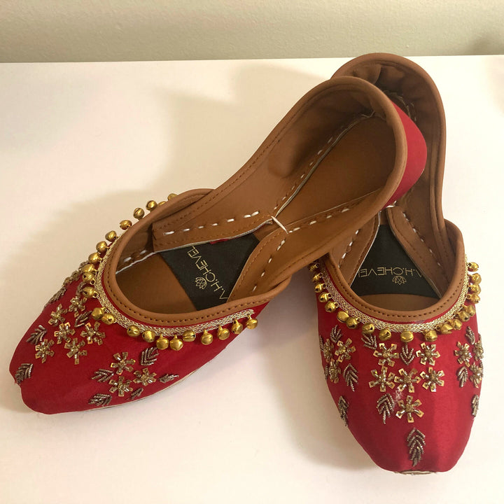 Red Christmas Bells Women Ballet Flats