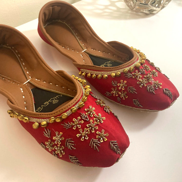 Red Christmas Bells Women Ballet Flats