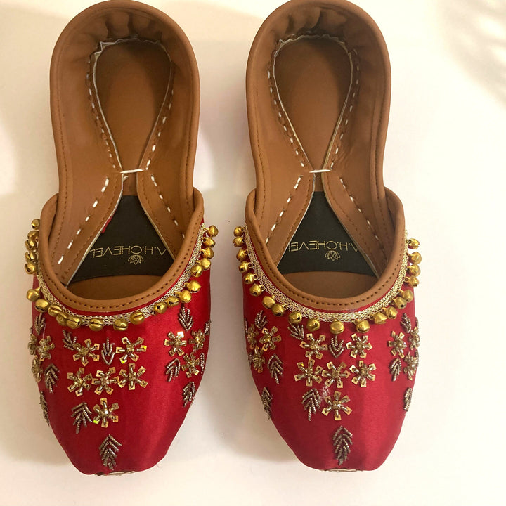 Red Christmas Bells Women Ballet Flats