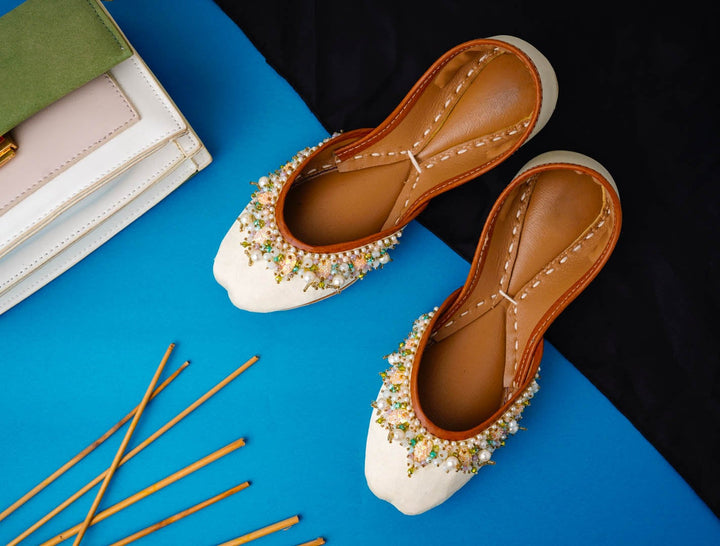 Regal Alabaster - Embellished Ivory Women Flat Shoes For Weddings - The Ultimate Combination of Comfort and Elegance