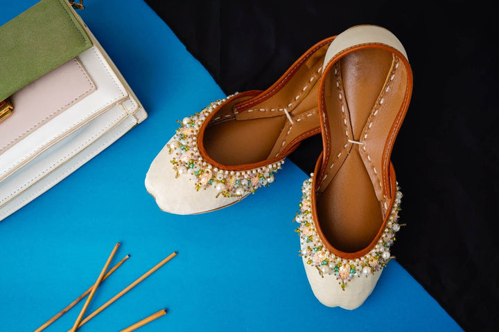 Regal Alabaster - Embellished Ivory Women Flat Shoes For Weddings - The Ultimate Combination of Comfort and Elegance