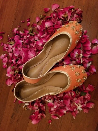 Tangerine Tranquility | Handcrafted Ballet Flats with Embellishments - Mojari, Juti, Khussa - Vibrant Ethnic Footwear in Tangerine Orange